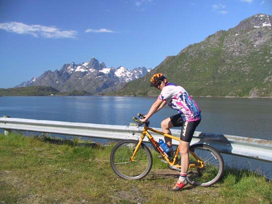 14 - Heidi cycling on Lofoten (Island on west coast of Norway)
