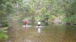 15 of 32-Johan & Laurie test the depth of Ben Cruachan Creek