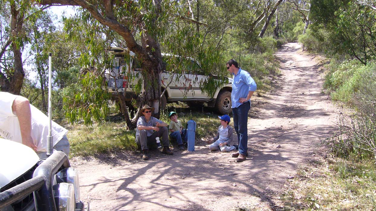 26-Heidi, Cole, Baedon & Brad relax at the bottom of Hoppy Hill